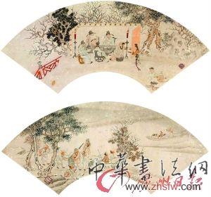 佚名 风俗人物扇面