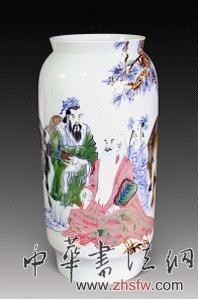 图一：李菊生 高温颜色釉《孔子问道》  47.5×23cm