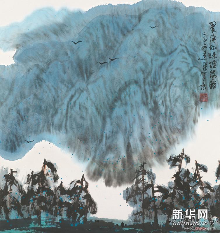 翠屏初洗烟岚轻 52.5×49cm 国画