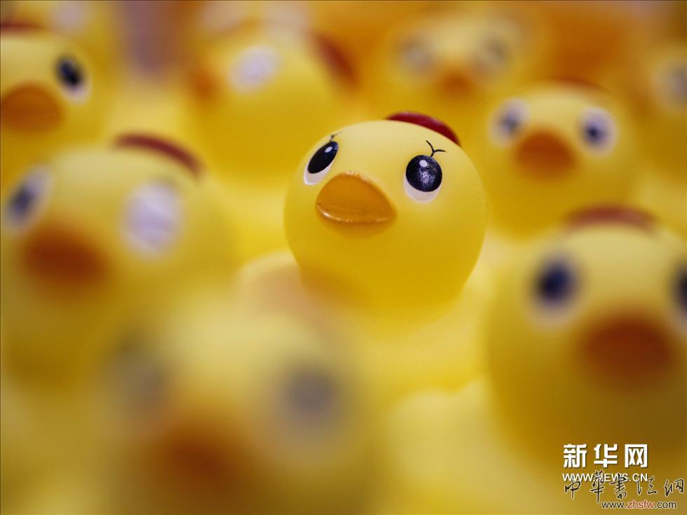 （2）这是2010年7月15日在日本东京玩具展上拍摄的“大黄鸭”玩具。 新华社/路透（张帆编辑）
