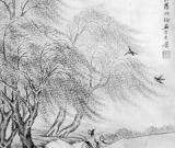 柳堤听莺（中国画）