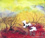 中国扎龙丹顶鹤系列之一（国画）